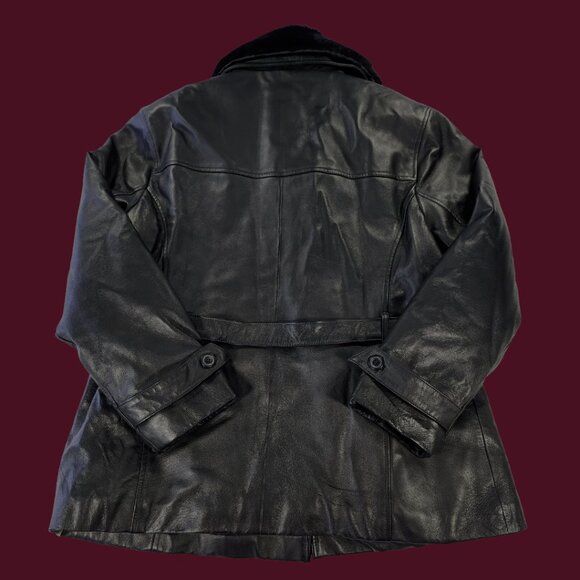 Cherokee Genuine Leather Jacket | Black Belted 90s Y2K - Picture 2 of 5